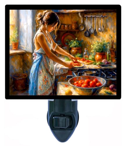 Lámpara de noche con diseño de tomates, base plástica miniatura 1