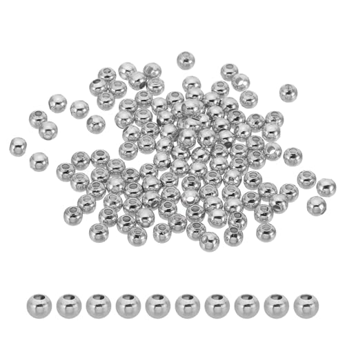 PATIKIL 4mm Gold Filled Spacer Beads for Jewelry Making 100 Pack Metal Round Beads Brass Beads for Bracelets Earring Necklace DIY Craft Silver Gray