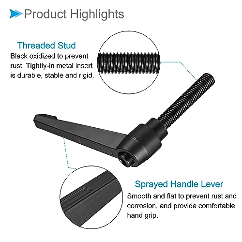 Image of Clamping Lever Handles, M12 x 60mm Male Thread, Adjustable Quick Release Locking Rotating Bolt Knobs Black - (Applications: for Lathe Machinery), 1-Piece