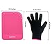 Flat Iron Travel Mat, Curling Iron Counter Protector with Heat Resistant Glove for Curling Irons, Hair Straightener, Flat Irons and Hair Styling Tools, 9” x 6.5”, Pink by Lessmon