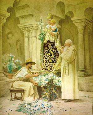 Peinture à l'huile Jean Georges Vibert - Prexations for The Procession - 16x20 Pouces