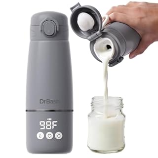DrBash Portable Milk Warmer for Travel – Fast Heating Dual Mode (Milk & Water), 13500mAh USB Rechargeable Battery, 12 oz Capacity, Cordless & Leak-Proof Bottle warmer for On-the-Go Feeding