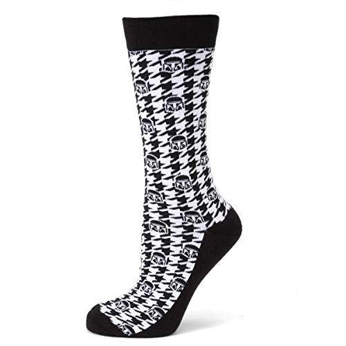Star Wars The Mandalorian Helmet Black and White Houndstooth Socks, One size fits most (up to men's size 12), Officially Licensed by Lucasfilm LTD.