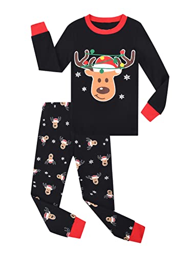 Benaive Boys Christmas Pajamas Kids Xmas Holiday Pjs 100% Cotton, 2-Piece Boys Sleepwear Long Sleeves Set Size 7 - image 1