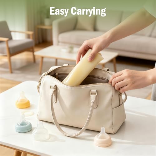 Image of Microwave Steam Sterilizer Bag for Baby Bottles, Breast Pump Parts & Toddler Accessories, Reusable Portable Bottle sterilizer for Travel and Home Use (Clear Yellow)