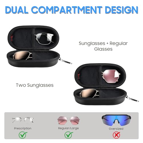 Étui lunettes double compartiment avec fermeture éclair et clip rigide - 3