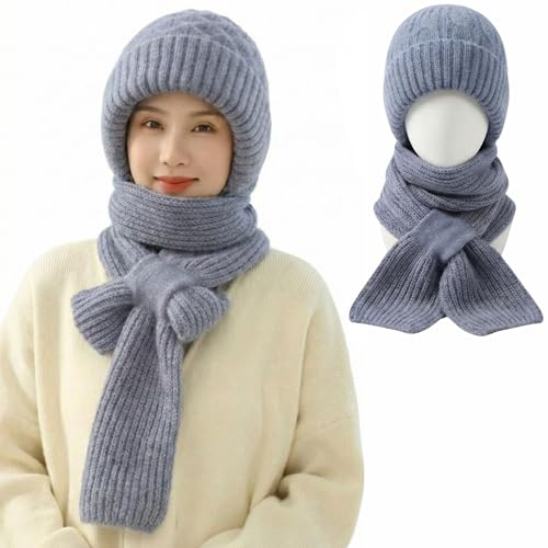 Image of Kraptick Women's Winter Cap and Scarf Set - Thick Fleece Lined Knitted Beanie Hat and Neck Warmer Muffler for Ladies, Soft & Stretchable Woolen Snow Proof for Extreme Cold -4