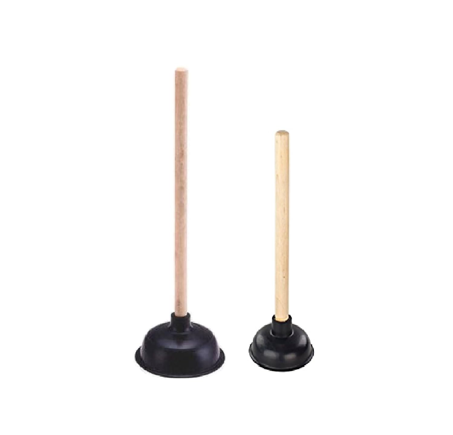 t&b enterprise Set of 2 Sink Plungers - Drain Plunger with 110 & 140 mm diameter - Toilet Pump Unblocker incl. wooden handles - Chemical-free Plumbers Plunger - Powerful Plumbing Plunger