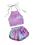 SweatyRocks Women's 2 Piece Set Halter Crop Top and Shorts Set (XX-Large, Tie Dye#2)