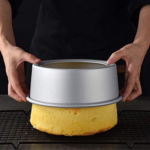 Cake Pan Baking Pan,4 Pieces Anodised Aluminium Round Cake Pans Tins For Baking Steaming Serving, Healthy & Heavy Duty, Mirror Finish & Dishwasher Safe,Leakproof & Easy Clean (6 Inch) #TOP1