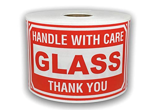 1 Roll Large 3x5 Glass Handle with Care Shipping Mailing Stickers with 500 Labels per roll