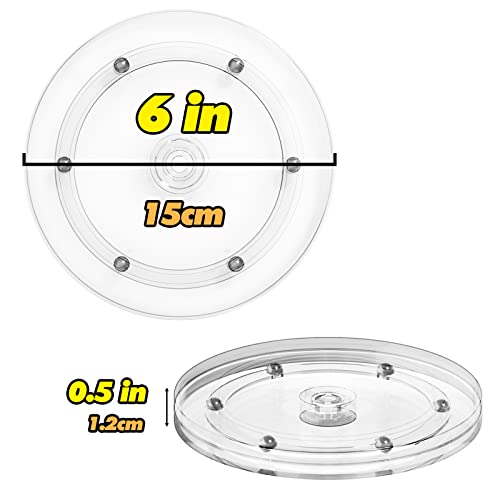 Image of 6 Inch Lazy Susan Turntable Organizer - Rotating Tray Swivel Stand with Steel Ball Bearings for Cake, Kitchen Cabinets, Monitor, TV, Painting, Display (30lb Capacity /Clear Acrylic)