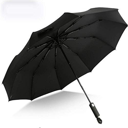 JINBAO Paraguas de Lluvia Plegable automático Resistente al Viento, Paraguas portátil Regalos empresariales, para Hombres, Negro