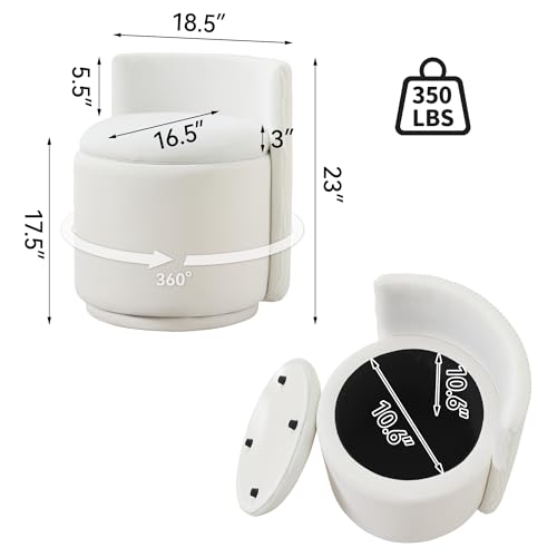 image for WUTUTUEE Velvet Vanity Chair with Storage, 360° Swivel Makeup Chair w