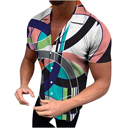 GVGV Chemise Homme D'été Hawaienne Imprimé Casual Manche Courte Chemise De Plage Coupe ajustée Bouton Revers Chemisette Homme Léger Et Respirant Shirts sans Repassage Cover