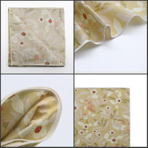 Image of Floral Pocket Squares for Men with Holder Printed Flower Mens Handkerchief Cotton Suit Pocket Hanky for Wedding