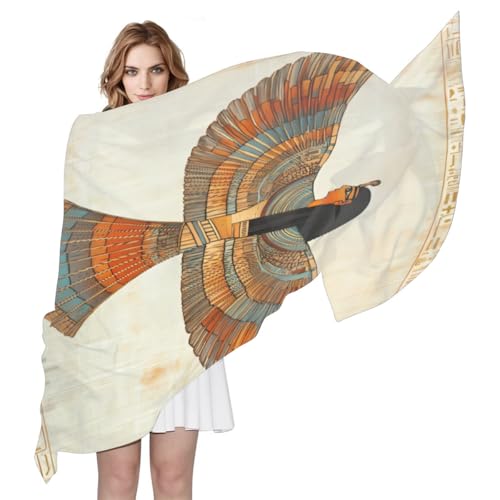 AUUXVA Ancient Religion Culture Egyptian Scarfs Women Lightweight Silk Scarf Long Soft Neck Scarves Sheer Shawl Wrap Muffler Neckerchief 90x90 CM