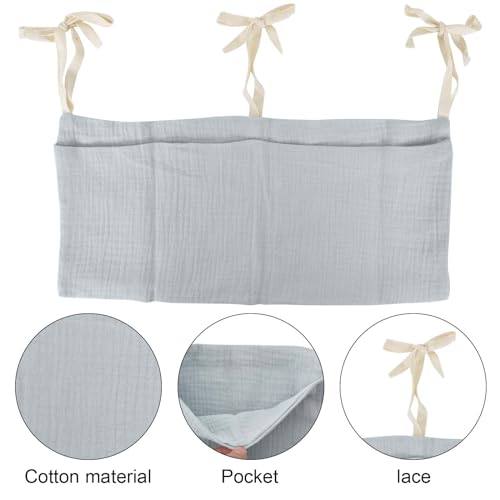 Naapesi Baby Crib Cabin Bedside, Crib Storage Pocket, Hanging Storage Bag, 100% Cotton, 2 Pockets Bedside Hanging - Image 3