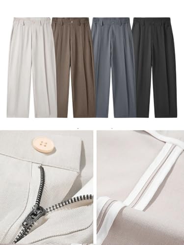 Men's Casual Pants Pleated Suit Straight Loose Draped Trousers3