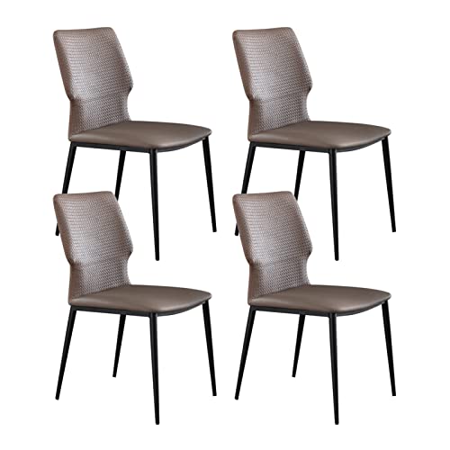 SJIALEN Dining Chairs Set of 4, Leather Backrest Household Chairs Living Room Chairs Hotel Balcony Office Upholstered Chairs Kitchen Chair (Color : Champagne, Size : 48x52x85cm)