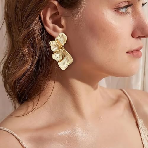 Gold Earrings For Women Gold Leaf Earrings Worn Gold dangle drop Earrings Fashion Jewelry Gift4
