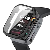 YealRed For Huawei Watch D2 保護ケース 軽量 PC+強化ガラスカバー 9H硬度 取り付け簡単 一体型 全面保護 キズ防止 耐衝撃 HD高透過率 指紋防止 反射低減 Huawei Watch D2 に対応 （ブラック）