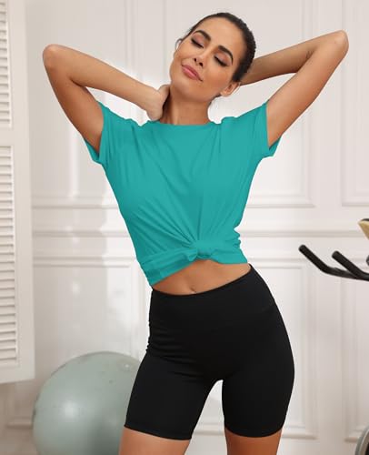Image of KevaMolly Workout Tops for Women UPF50+ Breathable Loose Fit Yoga T Shirts Short Sleeve Running Gym Athletic Tee Top