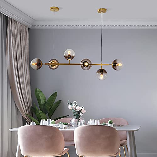 Lustre LED doré éliminant les zones sombres de cuisine avec son luminaire suspendu 8 lumières LWX