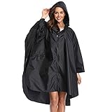 [SIZE INFORMATION] Full length stylish hooded long raincoat with one size fit US S to XL;It is big enough to wear with a backpack.Front Length:37.4In,Back Length:41.3In/Poncho Width:57.1In.Weight:9.6 OZ.