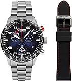 ABMESSUNGEN: Durchmesser 43mm, Höhe: 12mm | ARMBAND: Silberfarbenes Armband aus Metall | BELEUCHTUNG: Nachts leuchtende Zahlen sowie Zeiger | FUNKTIONEN: Stunde, Minute, Sekunde, Chronograph | GEHÄUSE: Silberfarbenes Gehäuse aus Edelstahl | UHRGLAS: Miner