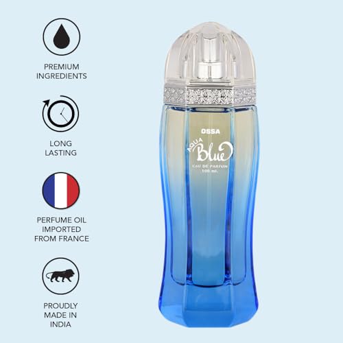 Image of Ossa Aqua Blue Eau De Parfum 100ml Perfume With Fresh And Citrusy Notes | Premium EDP For Men | Long Lasting Fragrance Ideal For Glamorous Evenings (Pack of 2)