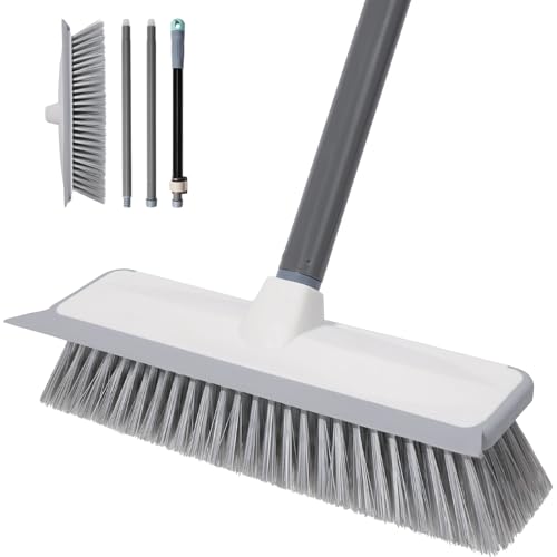 Pool Brushes White Adjustable Handle from 36.7 to 52.4 inches for Cleaning Walls,Heavy Duty Inground/Above Ground Swimming Pool Scrub Brushes with Premium Strong Bristle