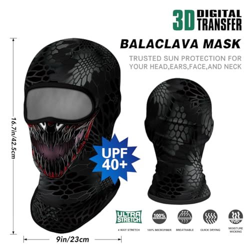 Image of Red Plume 5PCS Ghosts Skull Print Balaclava Full Face Ski Mask UV Protection for Motorcycle Riding Outdoor Sports Men & Women