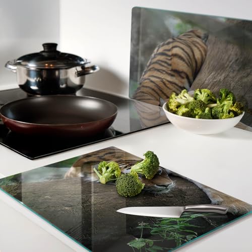 Planche à découper en verre imprimé tigre idée cadeau décoration - 4