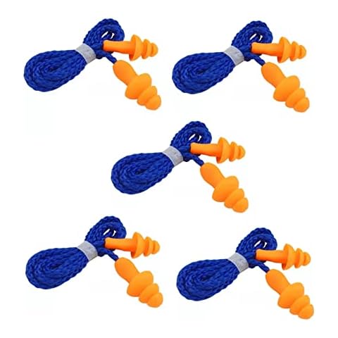 5 Pairs Corded Ear Plugs Reusable Silicone Earplugs with String Banded Ear Plug Sleep Noise Cancelling for Hearing Protection Cover