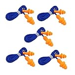 Meiyea 5 Pairs Corded Ear Plugs - Reusable Silicone Earplugs with String for Easy Carry, Noise Cancelling Sleep Earplugs for Hearing Protection and Travel