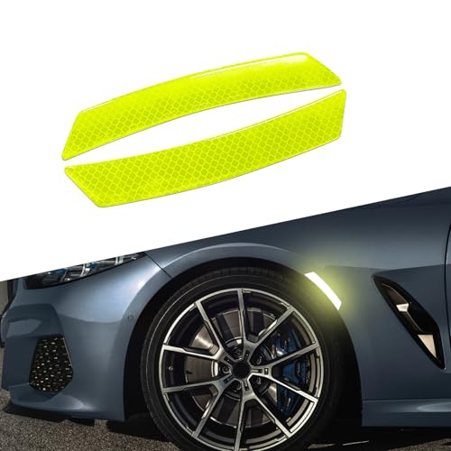 Image of 2PCS Car Reflective Trim Side Marker Stickers, Side Reflectors for Car, Anti-Collision Automatic Bumper Fender Stickers, Auto Exterior Accessories Reflector Guard Fit Cars (Green, 2PCS)