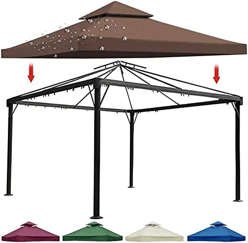 10x10 Ft Water-Resistant Double Tier Gazebo Canopy Replacement Top Cover for Outdoor Patio & Backyard Garden - Perfect for Shade & Protection (Top Only)