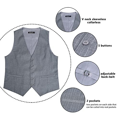 Image of Alizeal Mens Pinstripe Business Vest Formal Fit