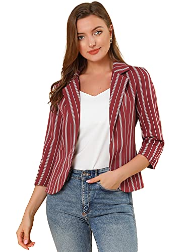 Blazer rayé à manches 3/4 veste rouge fluide anti-engoncement