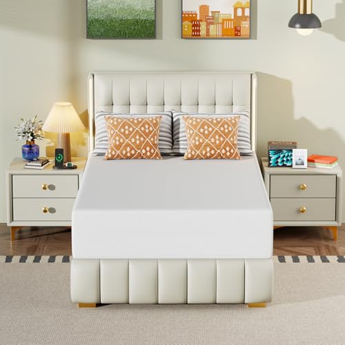 Image of FDW 14 Inch Full Mattress, Medium Firm Base Foam, Breathable & Comfortable with Removable Washable Zipper Cover, Bed in a Box, CertiPUR-US Certified, White
