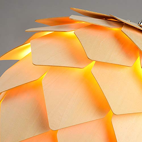 Modern Creative Art Oak Wooden Pinecone Diy Puzzle Pendant Lights Chandelier Hanging Wood Lamps Dinning Room Restaurant Retro Fixtures Luminaire Diameter 25Cm (9.84 Inch) #TOP7