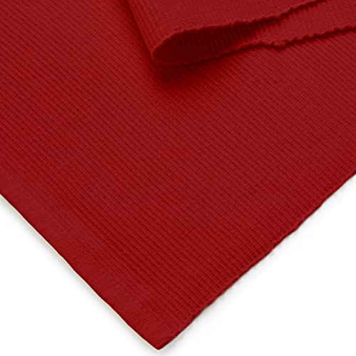 Image of Encasa XO Dining Table Runner for 4 to 6 Seater| Yarn Dyed Fine Ribbed Cotton | Size 32x183 cm | Solid Red | Machine Washable