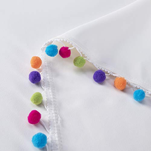 Lordtex Multi Color Pom Pom Curtains For Kids Room - Thermal Insulated Curtains Noise Reducing Light Blocking Rod Pocket Window Drapes For Boys And Girls Bedroom, 52X84 Inch, White, Set Of 2 Panels #TOP7