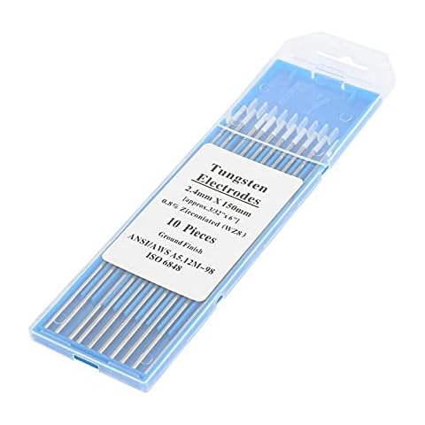 Zirconiated Tungsten Electrodes, 10Pcs 1.0/1.6/2.4/3.2mm WZ8 White Tip for AC Tig Welding, TIG Zirconiated Tungsten Electrode(2.4mm×150mm) Cover