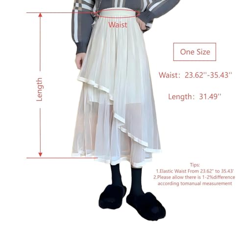 Women's Dark Romance Gothic A-Line Midi Skirt - Tiered Tulle Layer with Asymmetric Hem for Halloween Party2