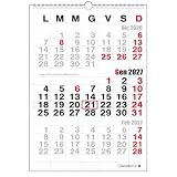 Calendario 2027 a 3 mesi stile trittico da muro solo numeri con segna giorno