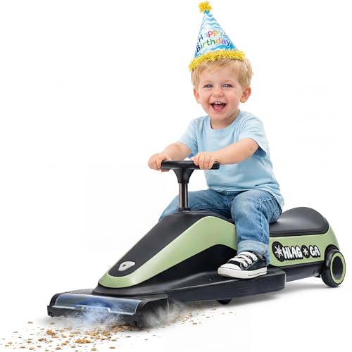 OHLAGOGA Indoor Kids Vacuum Racer: 12V Electric Anti-Rollover Wiggle Car - 2.5-5 MPH Adjustable Safe Speed - Quick 5-Min Install - 1 Charge Cleans Up to 2000 sq ft - Gift for 3+