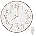 Reloj de Pared Silencioso, Reloj de Pared Moderno, Reloj de Pared Moderno, con Gancho, Grandes Números, Fácil de Limpiar, para Dormitorio, Sala de Estar, Cocina, Oficina (30 cm, Oro Rosa)