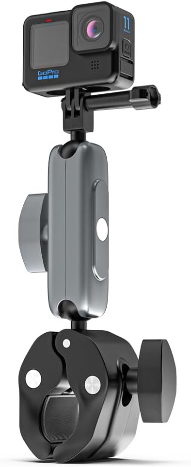 SUREWO Soporte de abrazadera para manillar, soporte de poste de bicicleta de motocicleta con cabezal de bola flexible 360 compatible con GoPro Hero